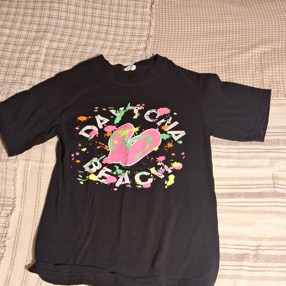 Anvil Black and Pink Short Sleeve Tee with Graphic Design